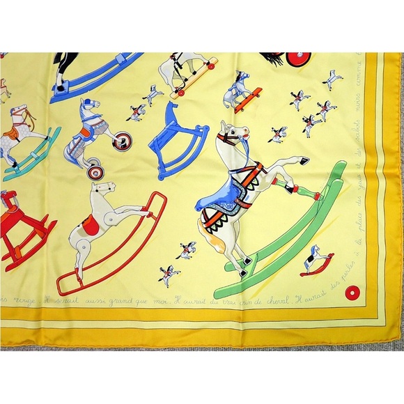Hermes Yellow Scarf with Rocking Horse Design - Picture 6 of 11